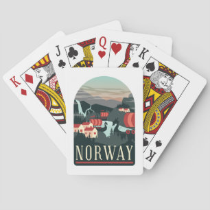 Norwegen Landscape Vintage Travel Postcard Spielkarten