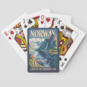 Norwegen Landschaft Illustration Reise Kunst Vinta Spielkarten