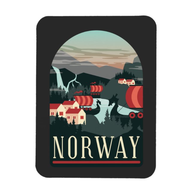 Norwegen Landschaft Vintag Magnet (Vertikal)