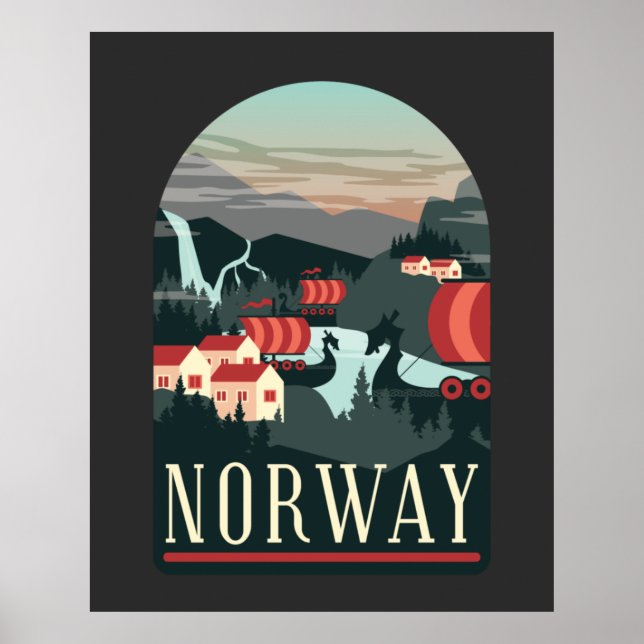 Norwegen Landschaft Vintag Poster (Vorne)