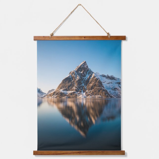 Norwegen Lofoten Mountain Wandteppich Mit Holzrahmen (Vorderseite)