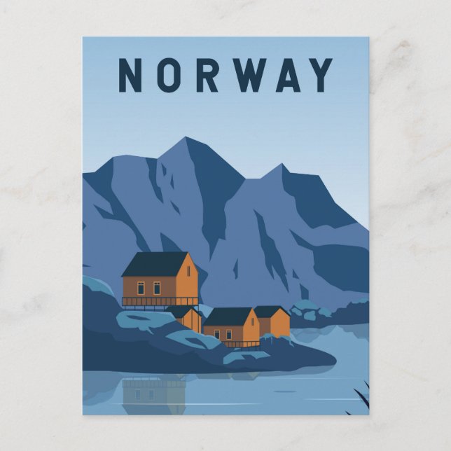 Norwegen Lofoten Vintage Kunst Postkarte (Vorderseite)
