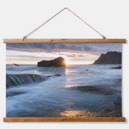 Norwegen Midnight Sun Wandteppich Mit Holzrahmen