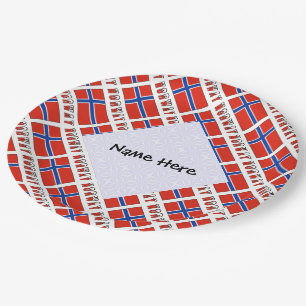 Norwegen Norwegische Flagge Kacheln Personalisiert Pappteller