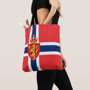 Norwegen, norwegische Flagge, mit Wappen/blau