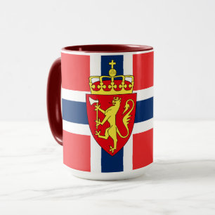 Norwegen, norwegische Flagge, mit Wappen Tasse