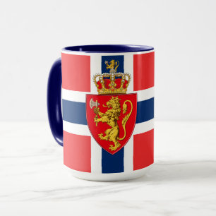 Norwegen, norwegische Flagge, mit Wappen Tasse