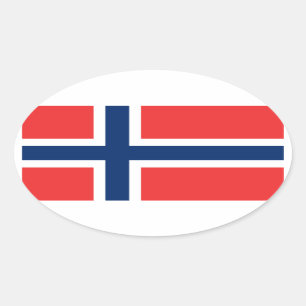 Norwegen/norwegische Flagge Ovaler Aufkleber