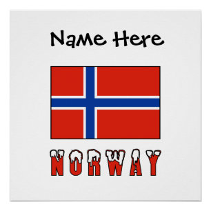 Norwegen Norwegische Flagge Schwarz Personalisieru Poster