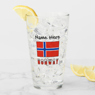 Norwegen Norwegische Flagge Schwarze Personalisier Glas