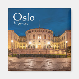 Norwegen Oslo Storting Gebäude bei Nacht Magnet