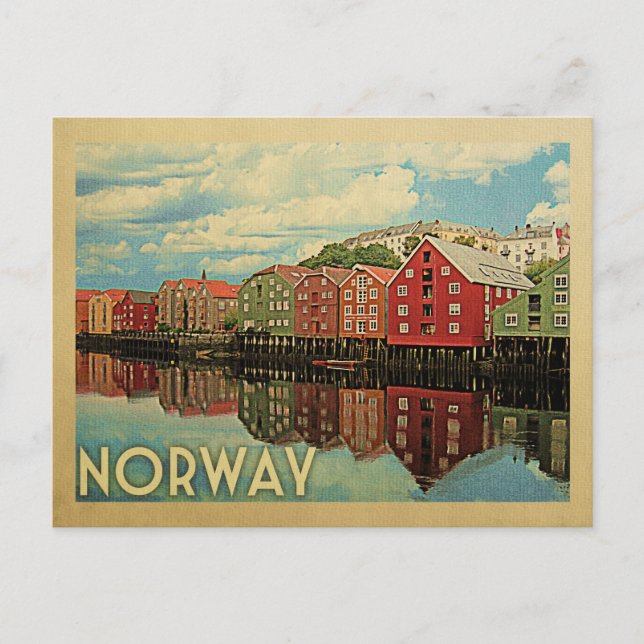 Norwegen Postcard Vintage Travel Postkarte (Vorderseite)