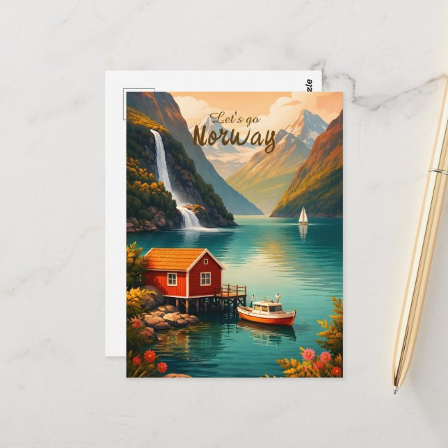 Norwegen Postkarte (Vorderseite/Rückseite Beispiel)