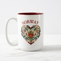Norwegen Rosemaling Folk Art Herz Zwei-Tone-Kaffee