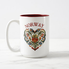 Norwegen Rosemaling Folk Art Herz Zwei-Tone-Kaffee Zweifarbige Tasse