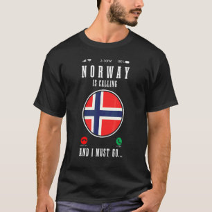 Norwegen ruft und ich muss gehen Norwegische Flagg T-Shirt