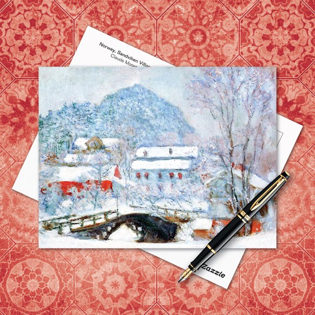 Norwegen, Sandviken Village Snow Claude Monet Postkarte (Von Creator hochgeladen)