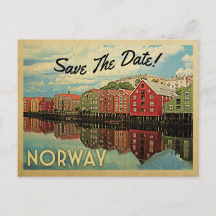 Norwegen Save The Date Norwegische Vintage Ankündigungspostkarte