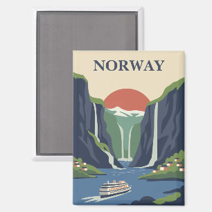Norwegen Skandinavien Europa Fjord Minimalistisch Magnet