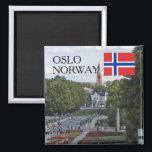 Norwegen Skandinavien Oslo Vigeland reisen Souveni Magnet<br><div class="desc">Norwegen,  Skandinavien,  Oslo Vigeland Park,  norwegische Flagge,  Reise-Souvenir</div>