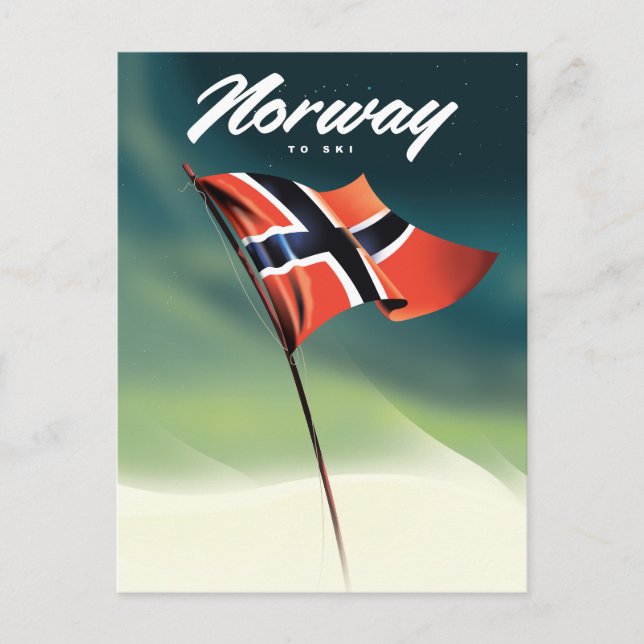 Norwegen-Skiplakat Postkarte (Vorderseite)