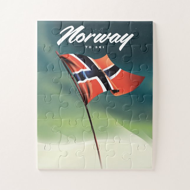 Norwegen Skiposter Puzzle (Vertikal)