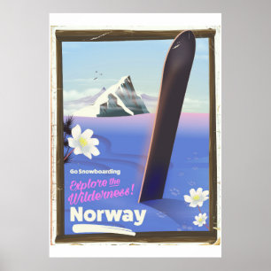 Norwegen Snowboarden vintage Reiseposter Poster