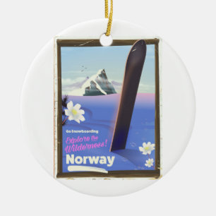 Norwegen Snowboarden Vintages Reiseplakat Keramikornament