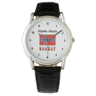 Norwegen und Norwegische Flagge mit Ihrem Namen Armbanduhr