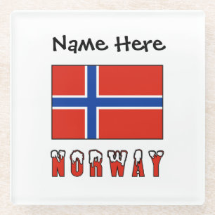 Norwegen und Norwegische Flagge Personalisiert Glasuntersetzer
