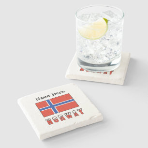 Norwegen und Norwegische Flagge Personalisiert Steinuntersetzer
