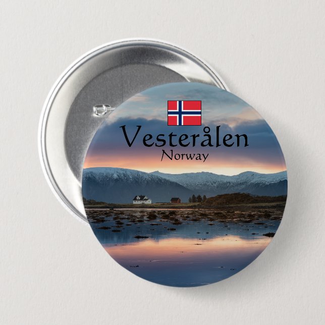 Norwegen Vesteralen Souvenir Button (Vorne & Hinten)