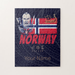 Norwegen: Viking Vintage Flagge und SchiffsSouveni Puzzle
