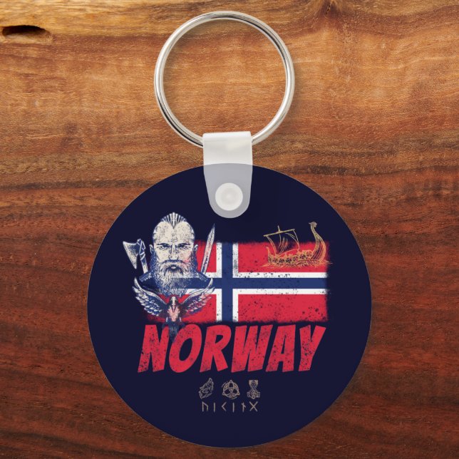 Norwegen: Viking Vintage Flagge und SchiffsSouveni Schlüsselanhänger (Vorderseite)