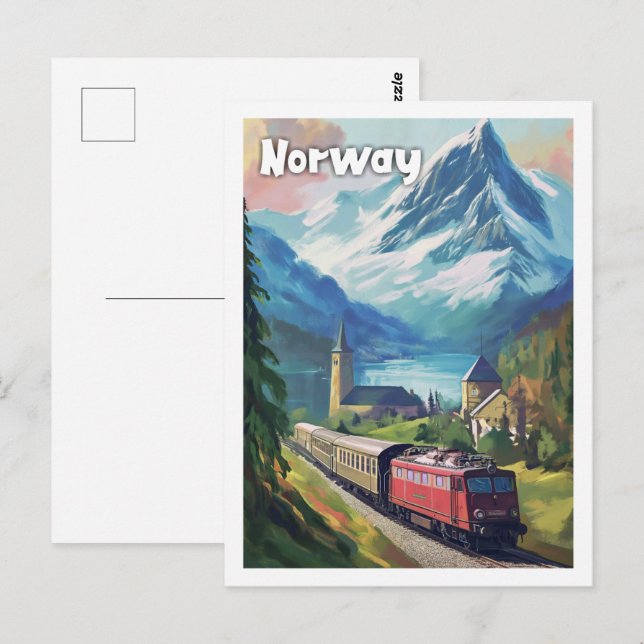 Norwegen Vintag Berühmter Reiseort Postkarte (Vorne/Hinten)