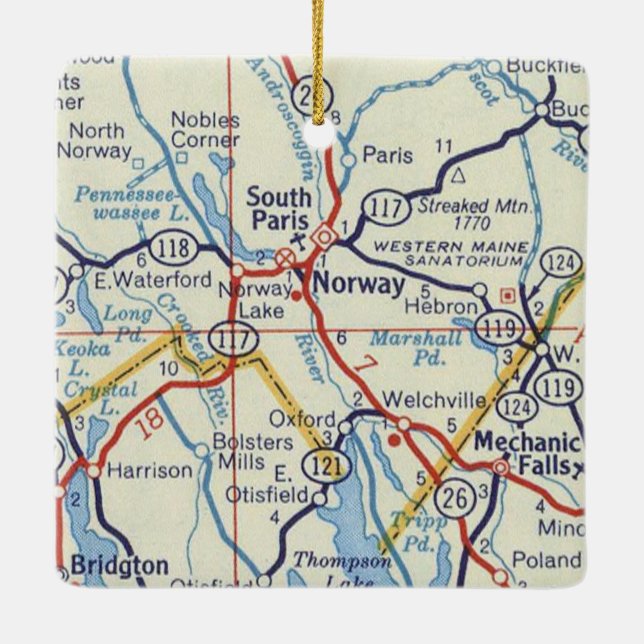 Norwegen Vintage Karte Keramikornament (Rückseite)