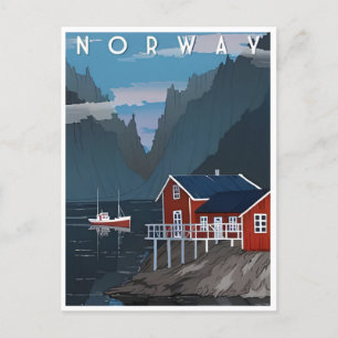 Norwegen Vintage Reise Winter Europa Kreuzfahrt Postkarte