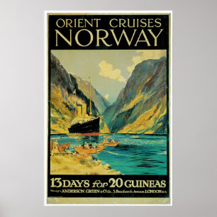 Norwegen - Vintage Schiffswerbung Poster