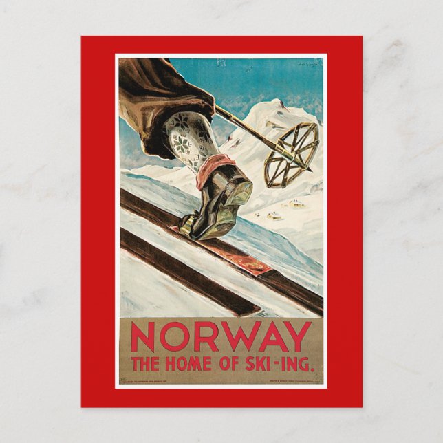 Norwegen Vintage Travel Poster Postkarte (Vorderseite)