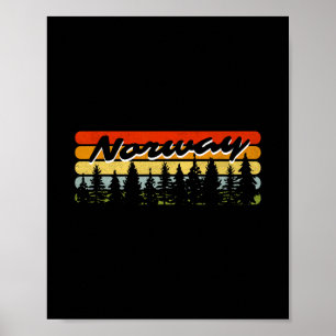 Norwegen Wald Sonnenuntergang Bäume Hütte Thema Ur Poster