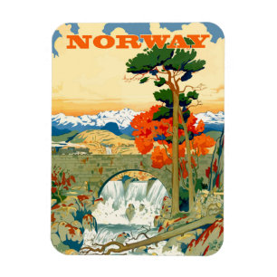 Norwegen, Wasserfall unter der Brücke, Magnet