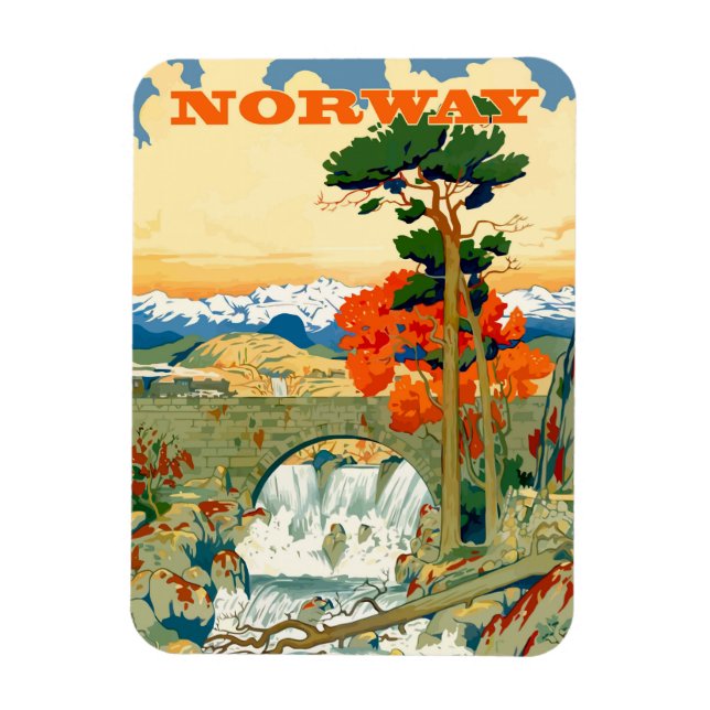 Norwegen, Wasserfall unter der Brücke, Magnet (Vertikal)