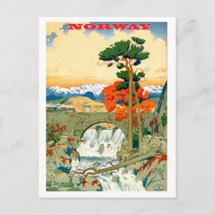 Norwegen, Wasserfall, Vintage-Postkarte Postkarte