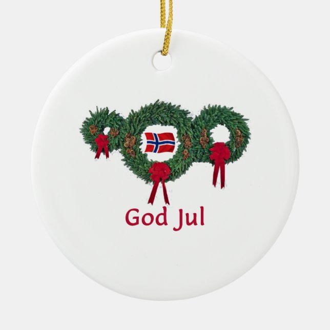 Norwegen-Weihnachten 2 Keramik Ornament (Vorne)