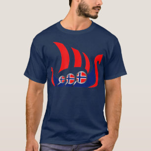 Norwegen Wikingerschiff Norwegische Flagge Drache T-Shirt