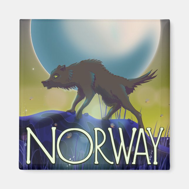 Norwegen Wolf Poster Magnet (Vorne)