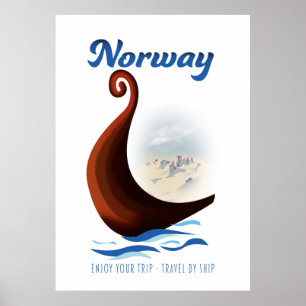 Norwegens Langboot-Reiseposter Poster