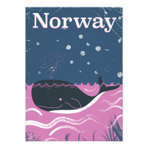 Norwegens Wal-Reiseplakat im Vintage-Stil Fotodruck