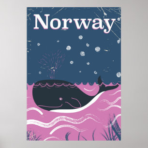 Norwegens Wal Vintage-Reiseposter Poster