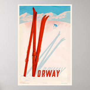 Norwegens Wintersport Schnee Vintage Skiplakat Poster